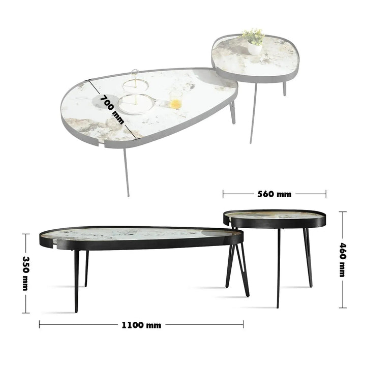 Modern Sintered Stone Coffee Table 2pcs Set LUMIERE CARBON