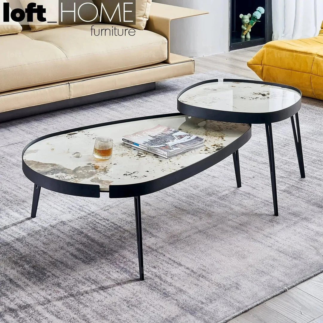 Modern Sintered Stone Coffee Table 2pcs Set LUMIERE CARBON