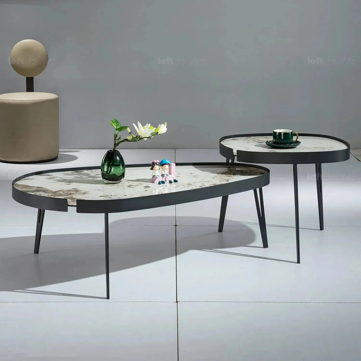 Modern Sintered Stone Coffee Table 2pcs Set LUMIERE CARBON