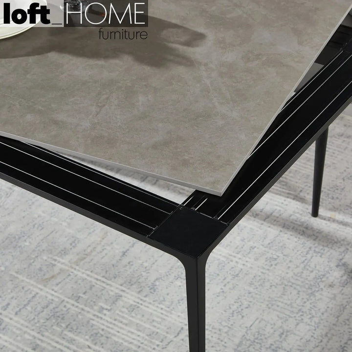 Minimalist Sintered Stone Dining Table LONG ISLAND BLACK