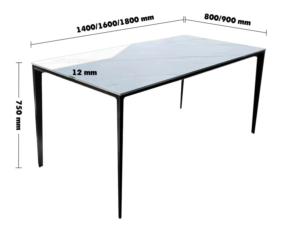 Minimalist Sintered Stone Dining Table LONG ISLAND BLACK