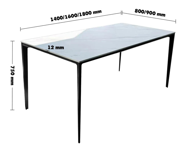 Minimalist Sintered Stone Dining Table LONG ISLAND BLACK