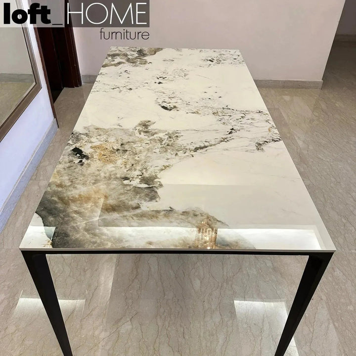 Minimalist Sintered Stone Dining Table LONG ISLAND BLACK