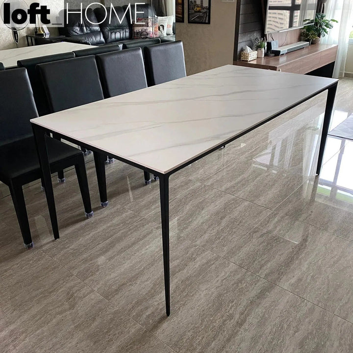 Minimalist Sintered Stone Dining Table LONG ISLAND BLACK