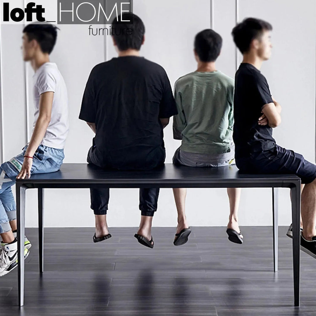 Minimalist Sintered Stone Dining Table LONG ISLAND BLACK