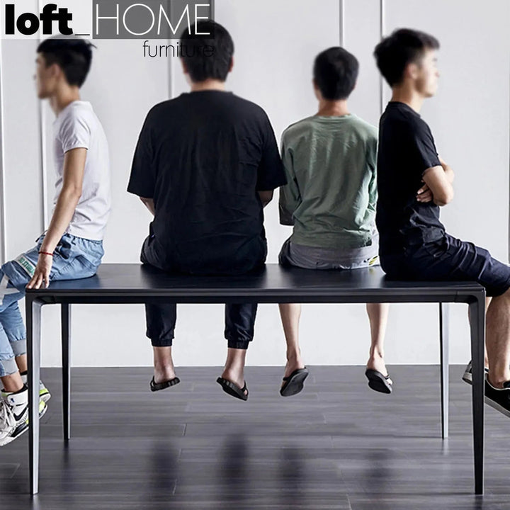 Minimalist Sintered Stone Dining Table LONG ISLAND BLACK