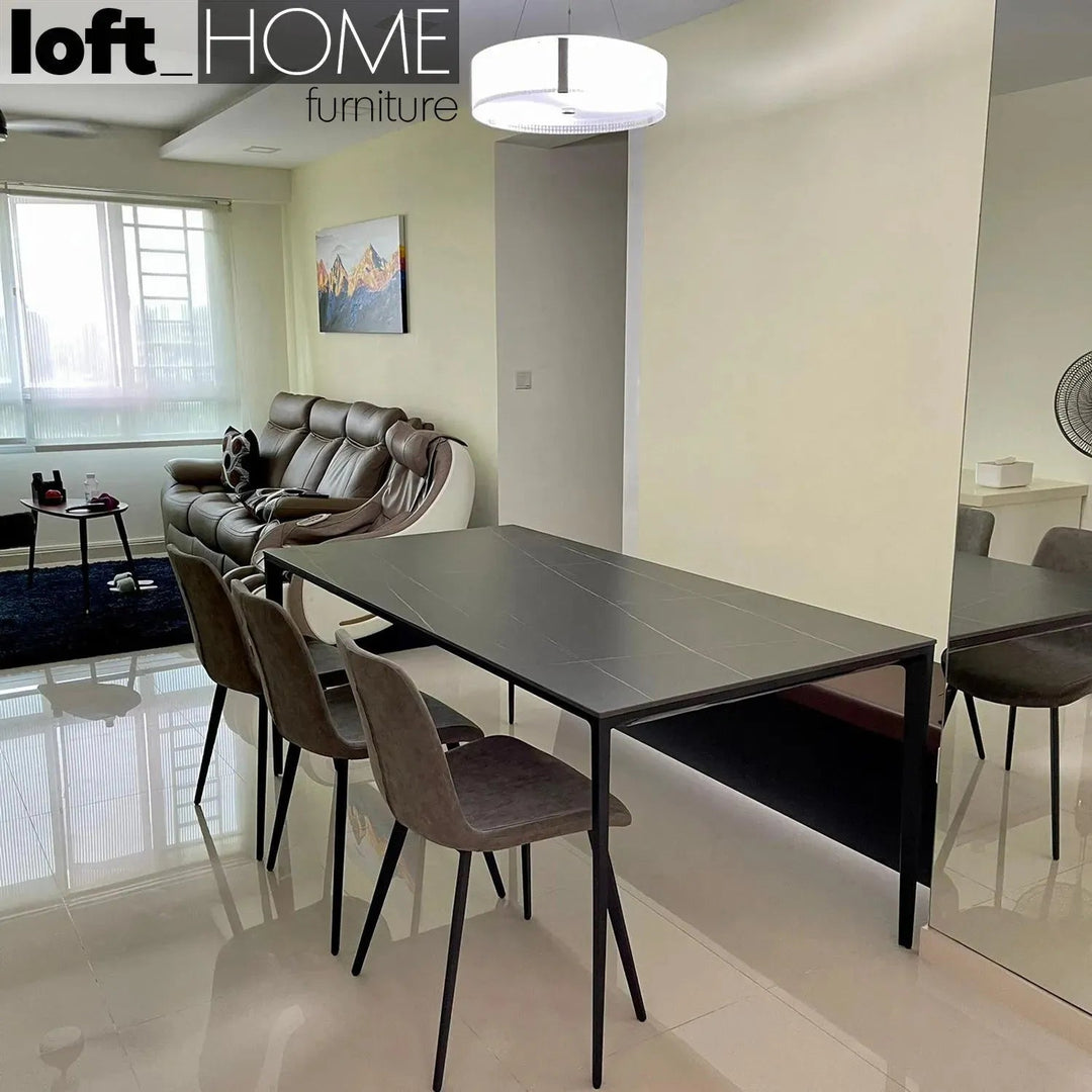 Minimalist Sintered Stone Dining Table LONG ISLAND BLACK