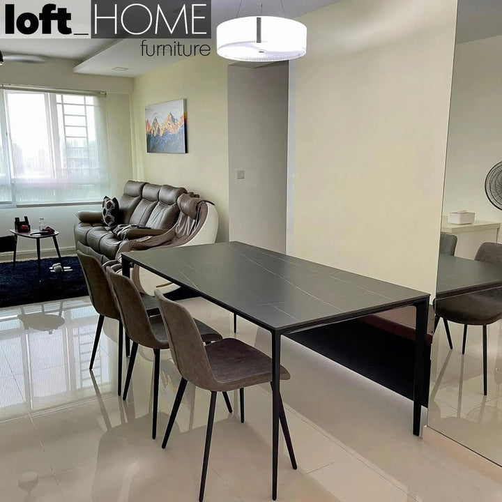 Minimalist Sintered Stone Dining Table LONG ISLAND BLACK