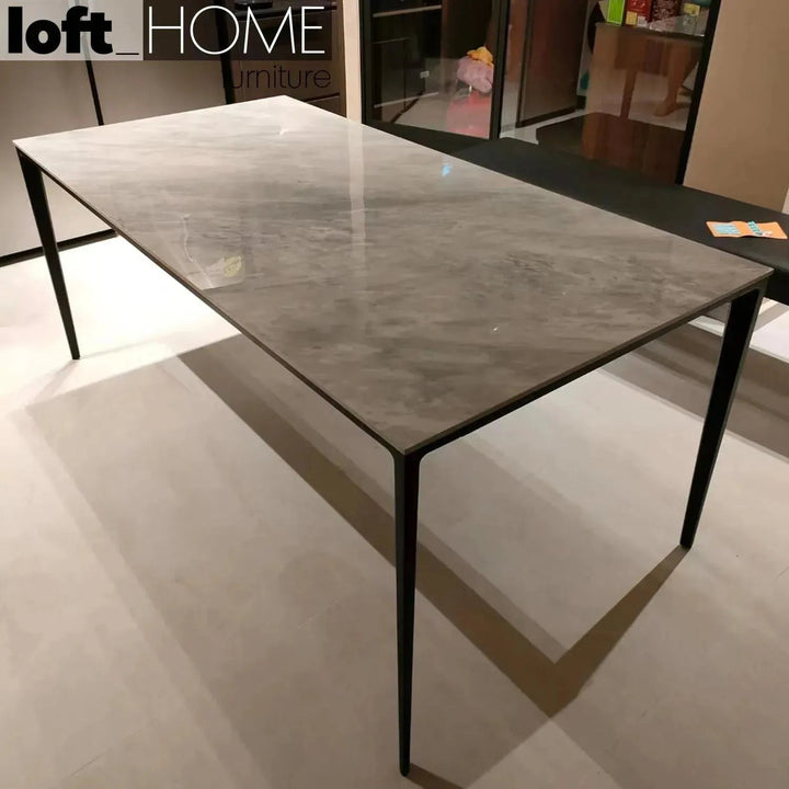 Minimalist Sintered Stone Dining Table LONG ISLAND BLACK