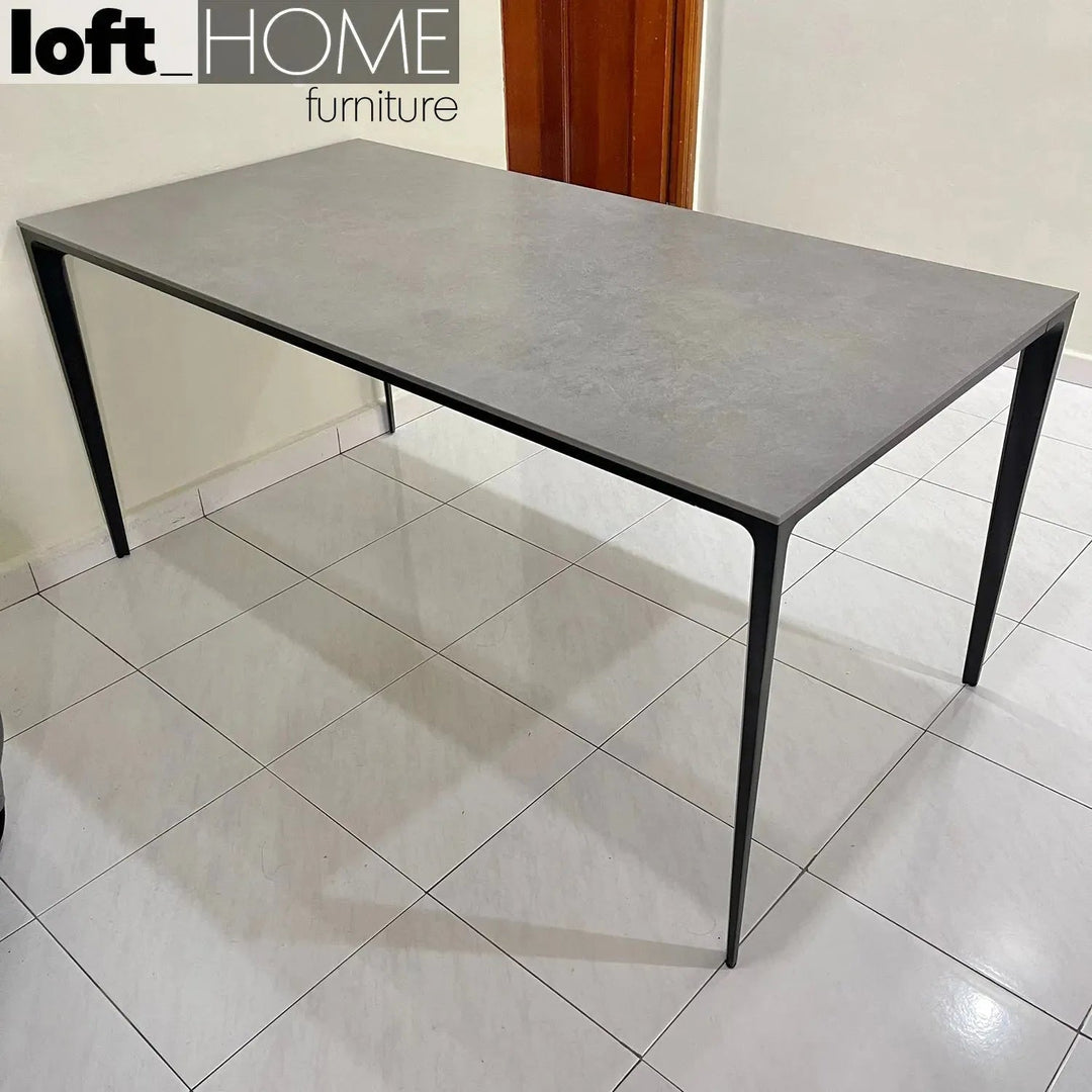 Minimalist Sintered Stone Dining Table LONG ISLAND BLACK