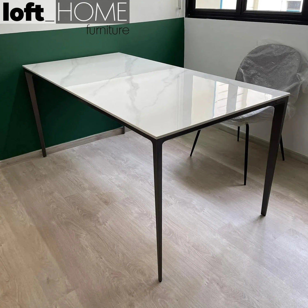 Minimalist Sintered Stone Dining Table LONG ISLAND BLACK