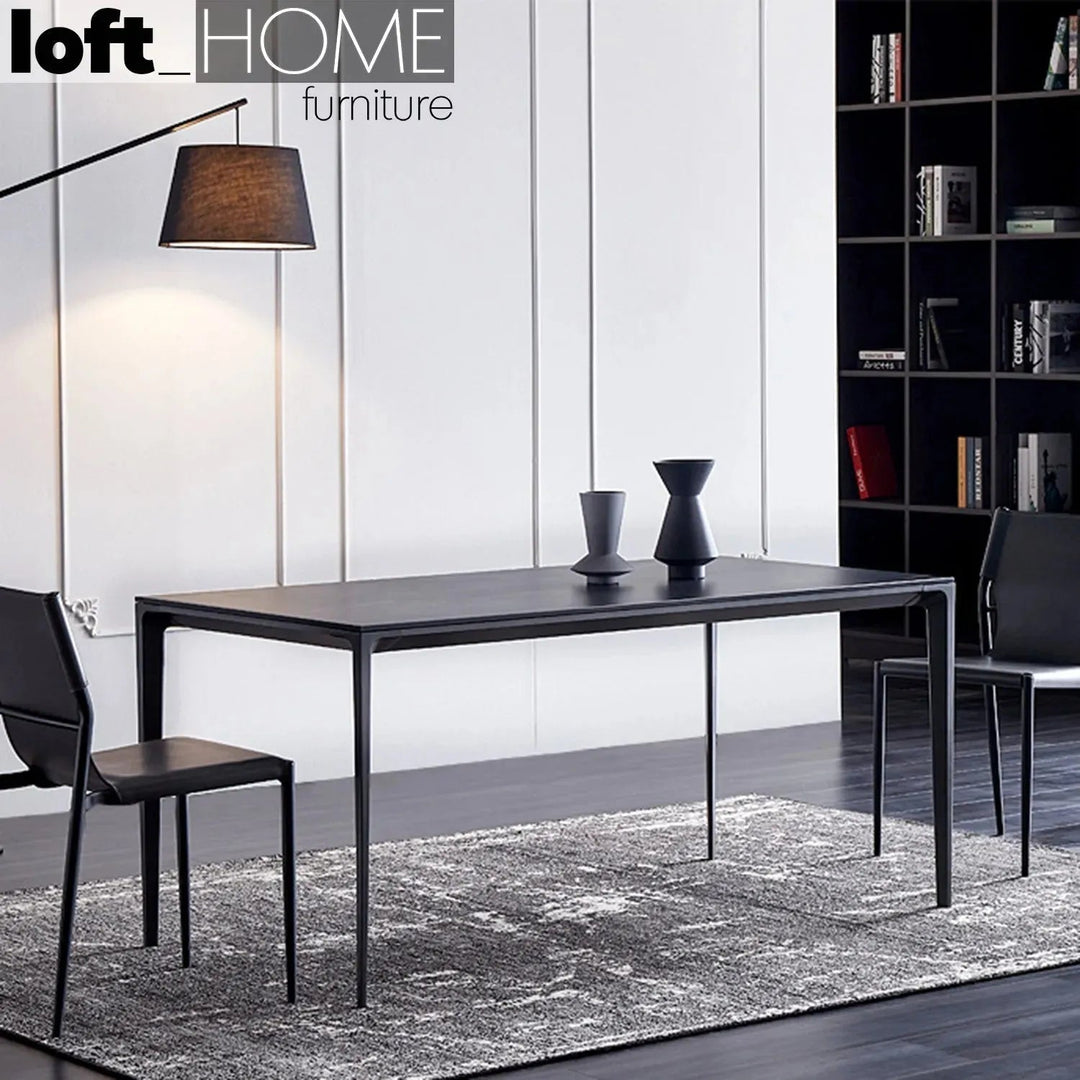 Minimalist Sintered Stone Dining Table LONG ISLAND BLACK