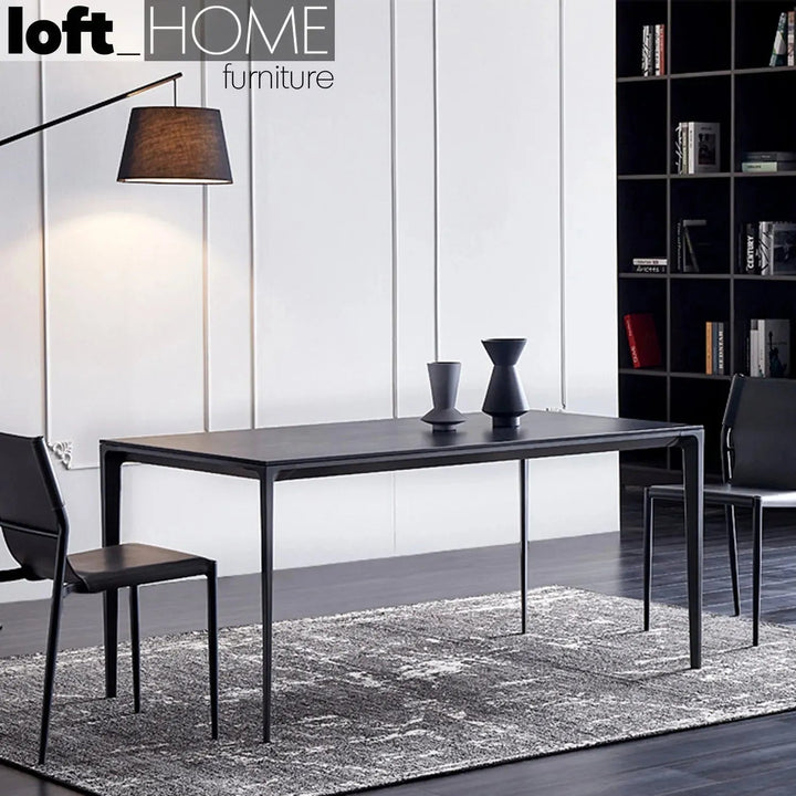 Minimalist Sintered Stone Dining Table LONG ISLAND BLACK