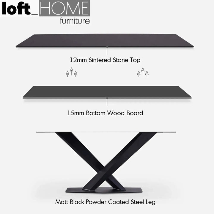 Modern Sintered Stone Dining Table STRATOS BLACK