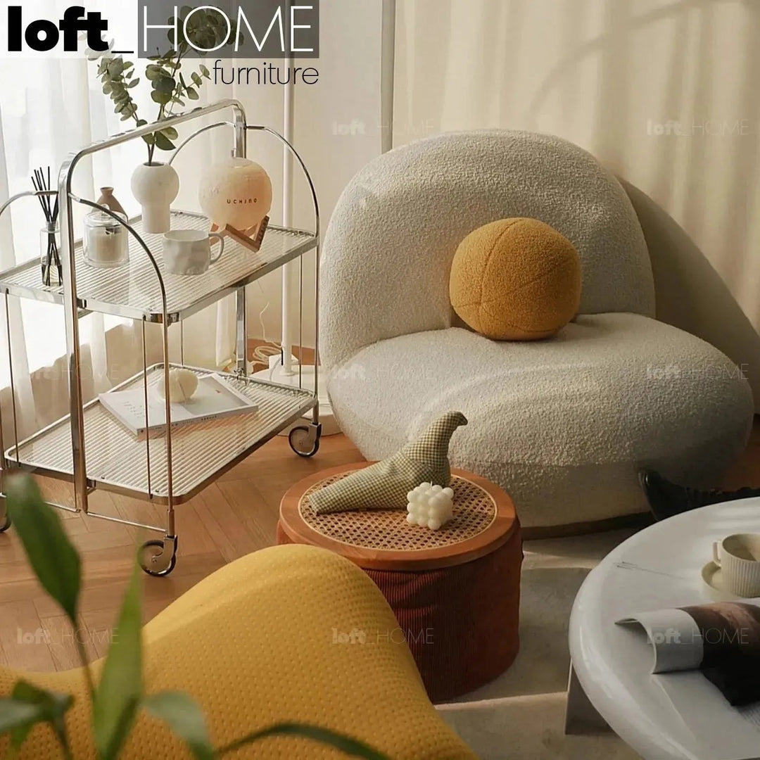 Cream Teddy Fabric 1 Seater Sofa PACHA