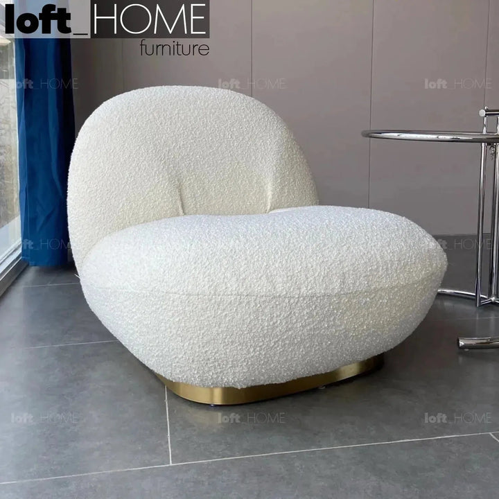 Cream Teddy Fabric 1 Seater Sofa PACHA