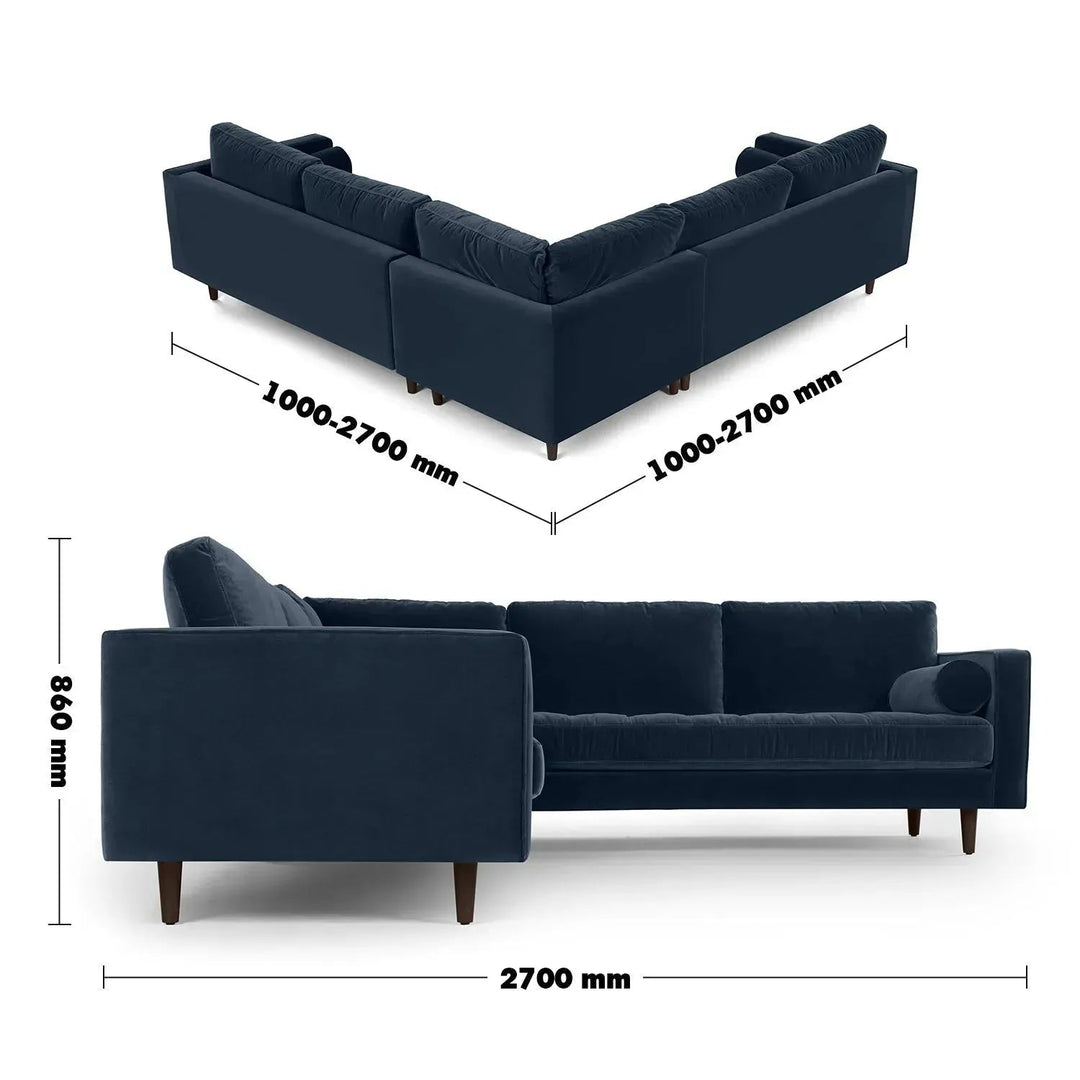 Scandinavian Velvet L Shape Sectional Sofa SCOTT 3+3