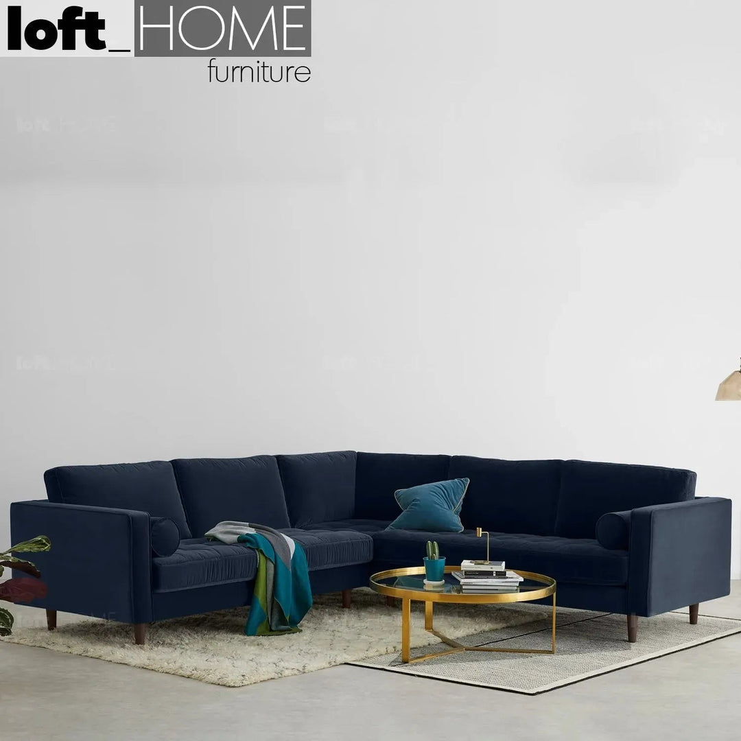 Scandinavian Velvet L Shape Sectional Sofa SCOTT 3+3
