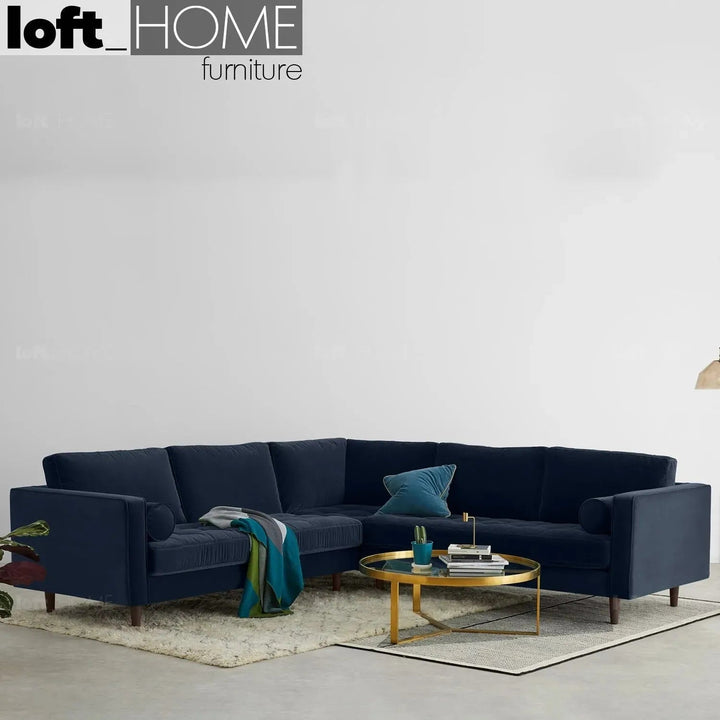 Scandinavian Velvet L Shape Sectional Sofa SCOTT 3+3