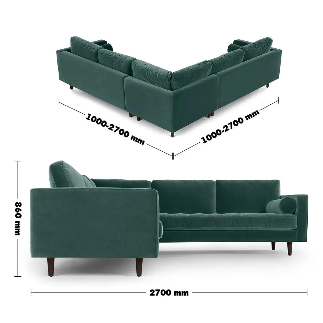 Scandinavian Velvet L Shape Sectional Sofa SCOTT 3+3