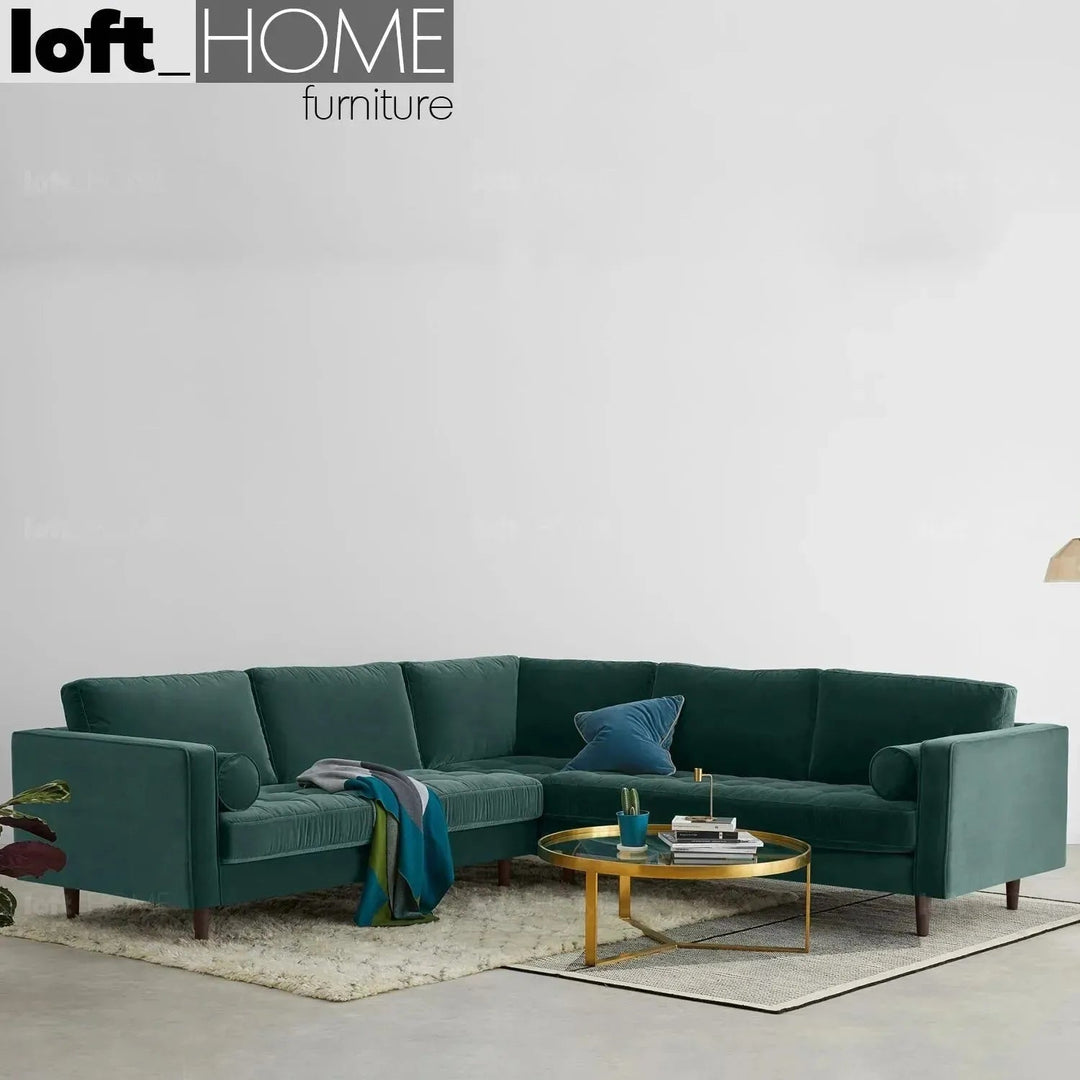Scandinavian Velvet L Shape Sectional Sofa SCOTT 3+3