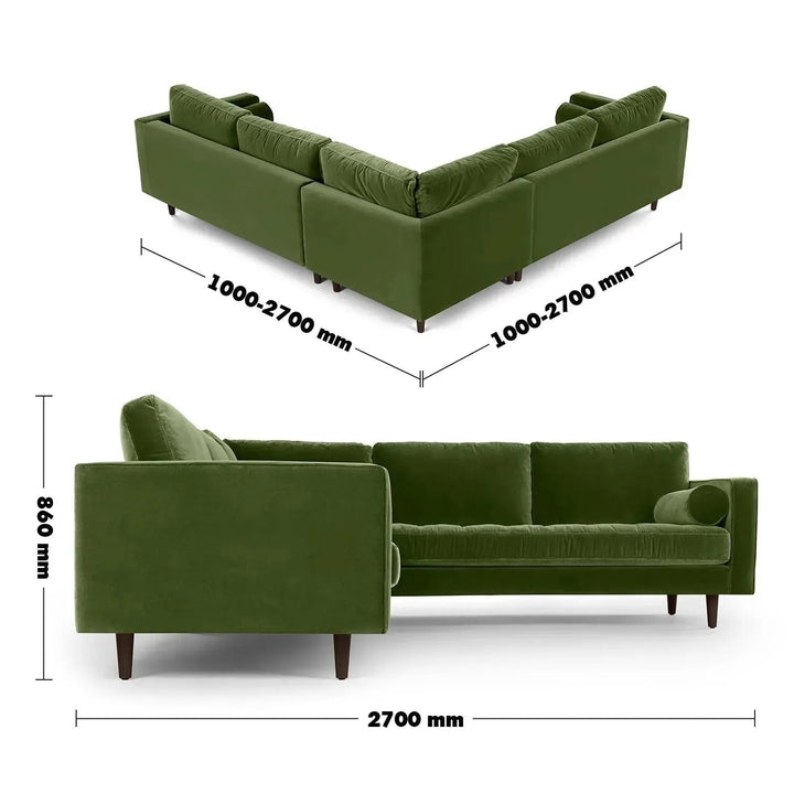 Scandinavian Velvet L Shape Sectional Sofa SCOTT 3+3