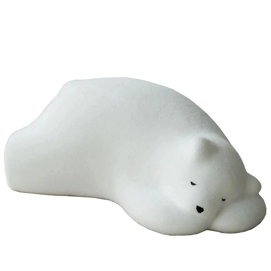 Contemporary Velvet Ottoman RESTING BEAR White