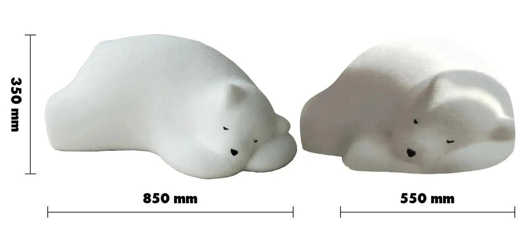 Contemporary Velvet Ottoman RESTING BEAR White