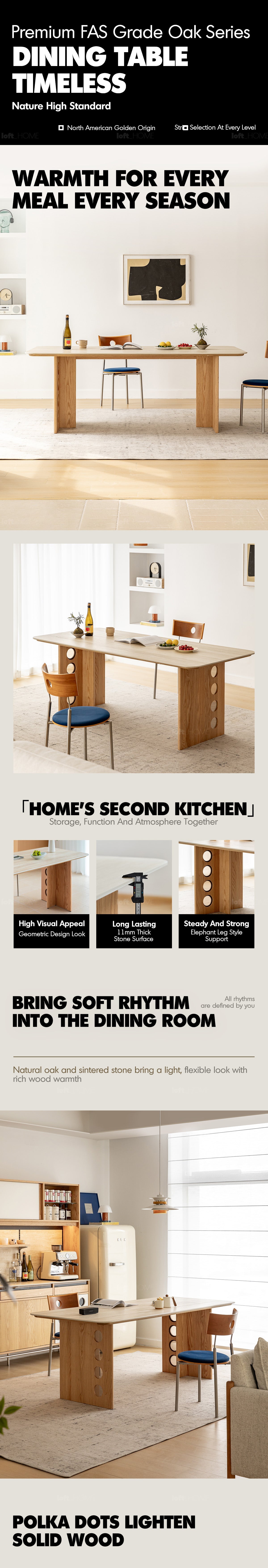 more product details and feature of Scandinavian Oak Wood Sintered Stone Dining Table TIMELESS