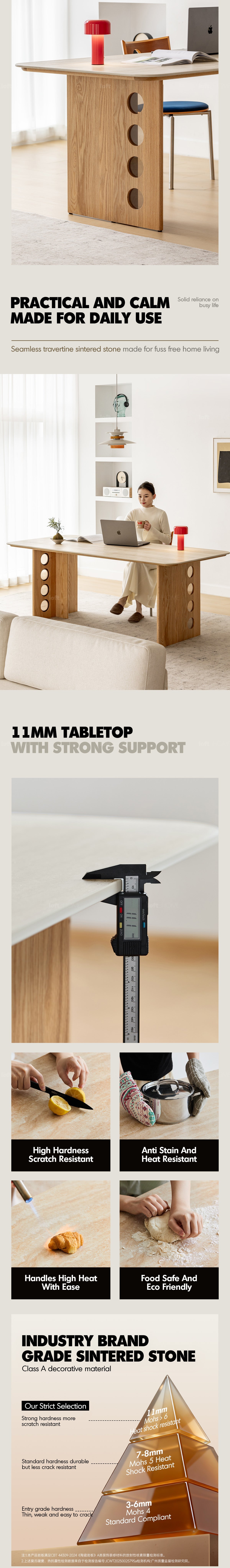 more product details and feature of Scandinavian Oak Wood Sintered Stone Dining Table TIMELESS