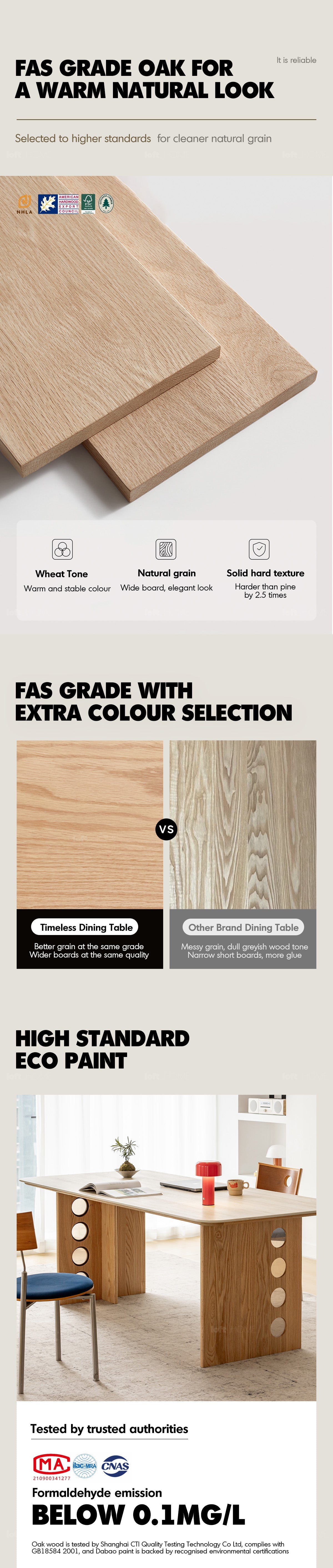 more product details and feature of Scandinavian Oak Wood Sintered Stone Dining Table TIMELESS