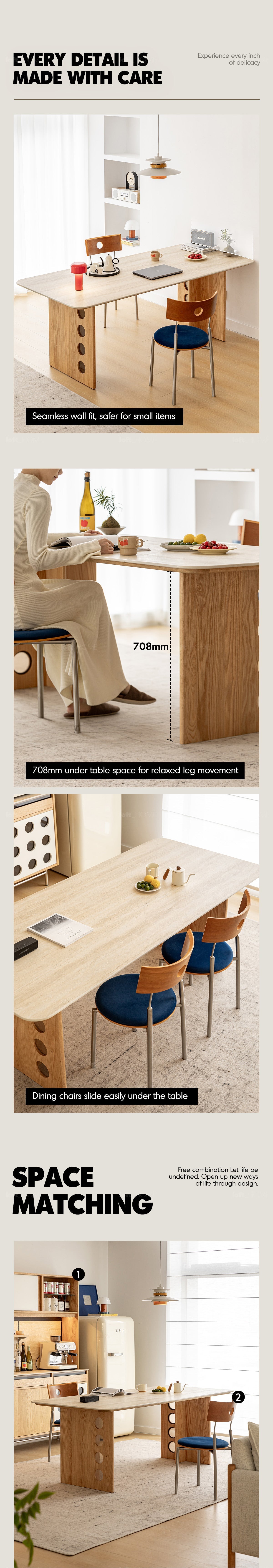 more product details and feature of Scandinavian Oak Wood Sintered Stone Dining Table TIMELESS