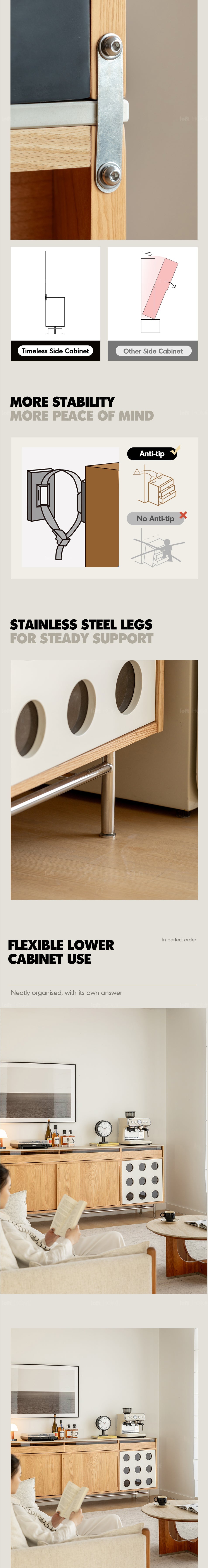 more product details and feature of Scandinavian Oak Wood Sintered Stone Storage Side Cabinet TIMELESS