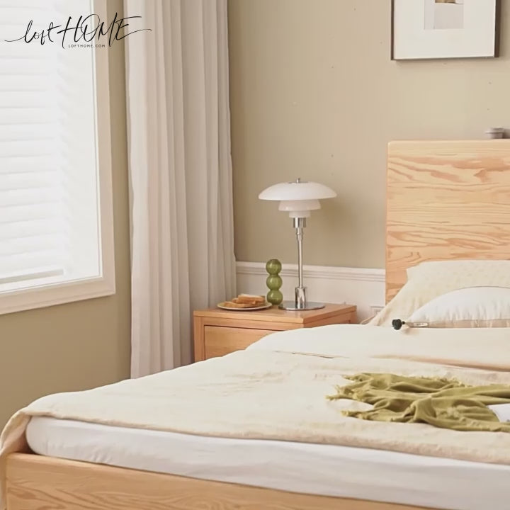 Scandinavian Wood Storage Bed Frame OAKMIST