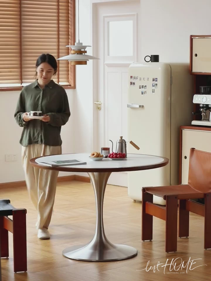 Vintage Sintered Stone Stainless Steel Round Dining Table TULIP