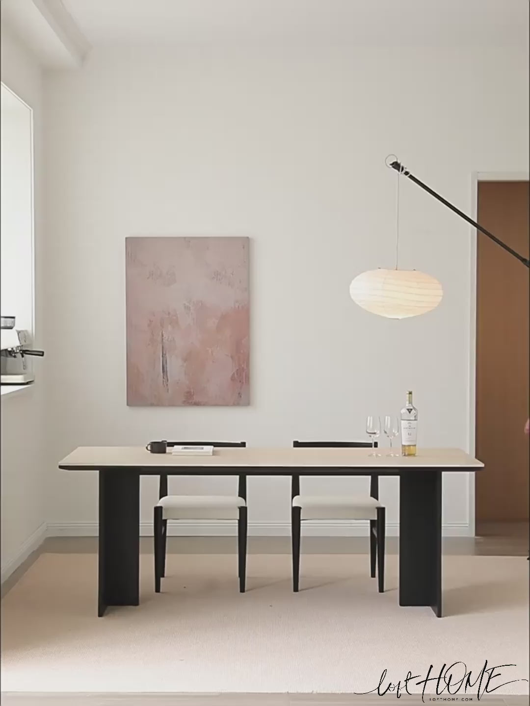 Minimalist Sintered Stone Black Ash Wood Dining Table BLACK OSLO