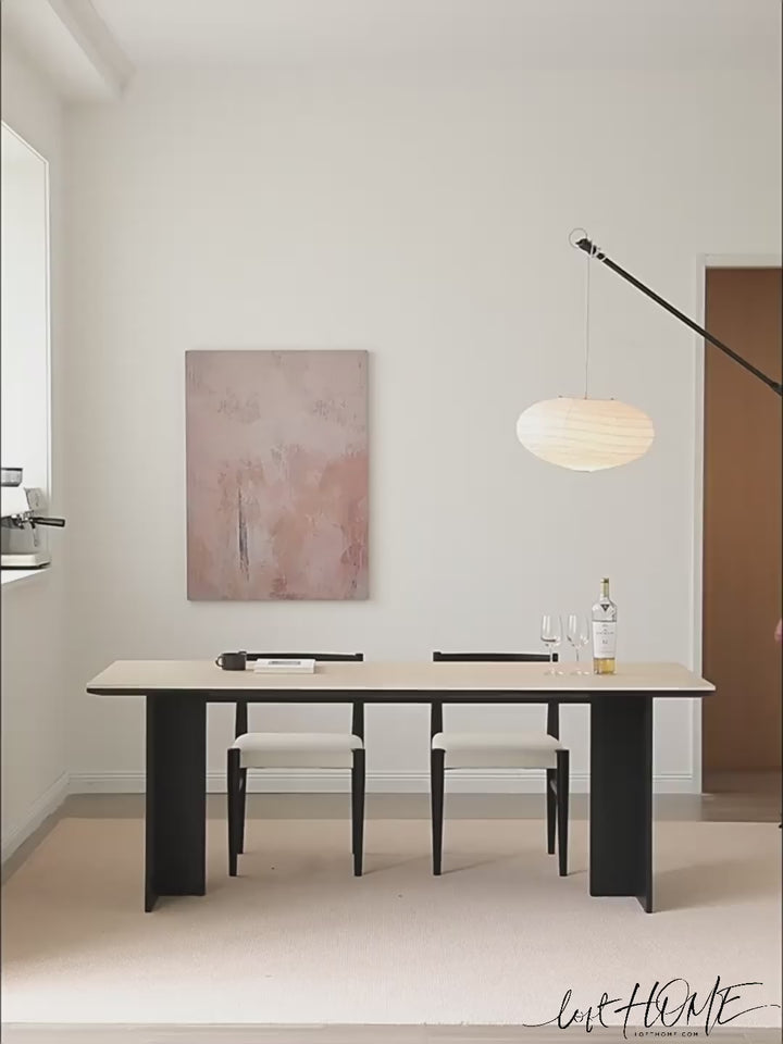 Minimalist Sintered Stone Black Ash Wood Dining Table BLACK OSLO