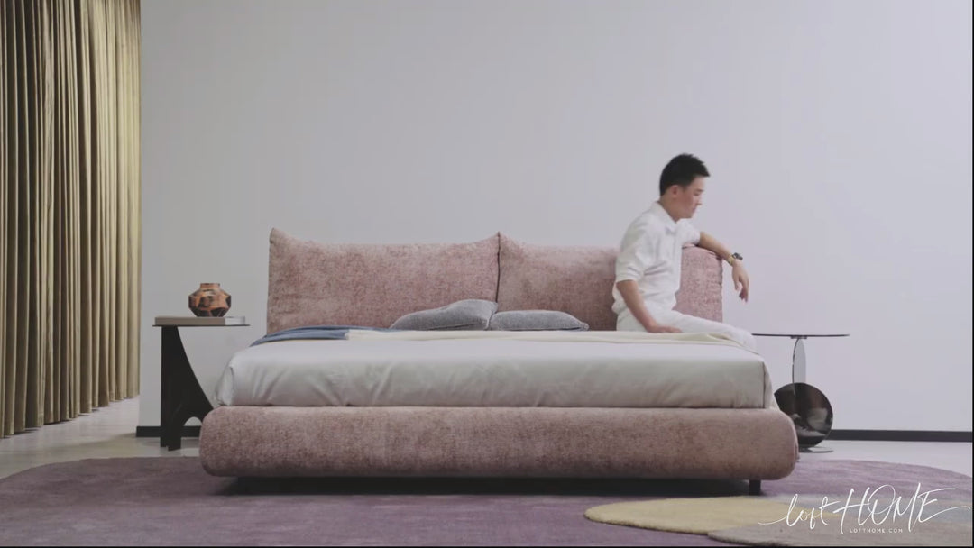 Contemporary Velvet Fabric Bed STANDARD