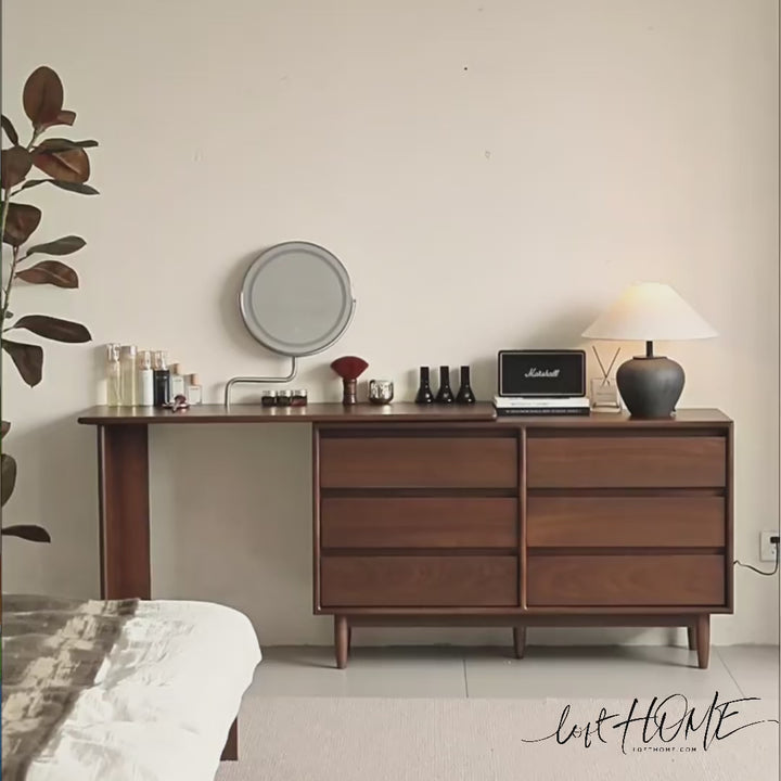 Vintage Walnut Wood Dressing Table VISTA