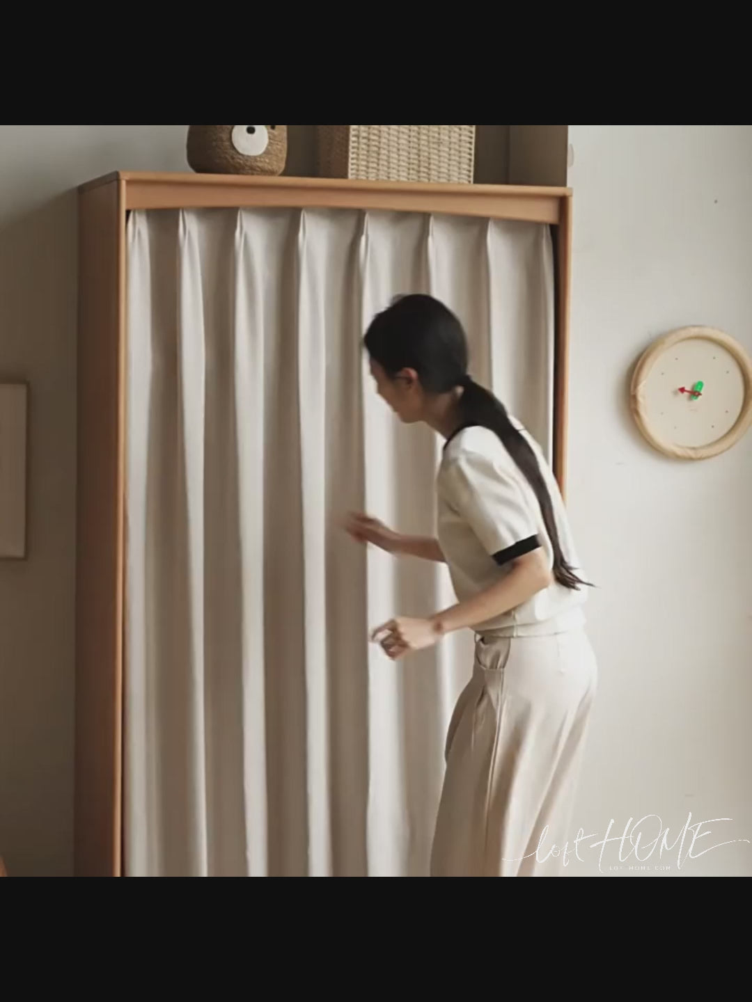 Scandinavian beech wood wardrobe peblo color swatches.