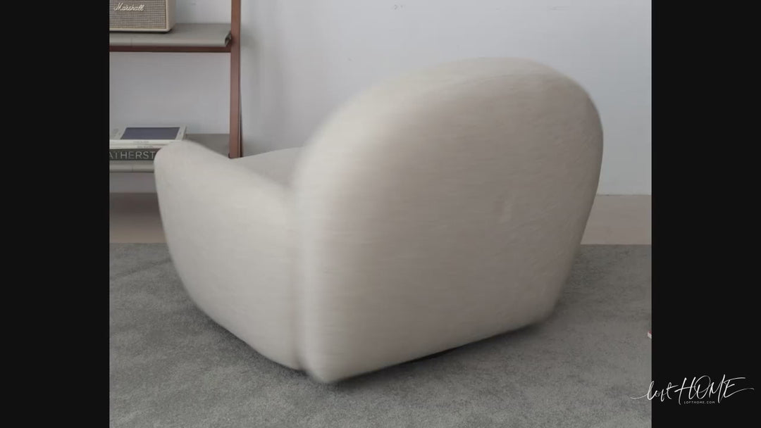 Cream Faux Cashmere Fabric Revolving 1 Seater Sofa ROND