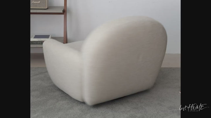 Cream Faux Cashmere Fabric Revolving 1 Seater Sofa ROND