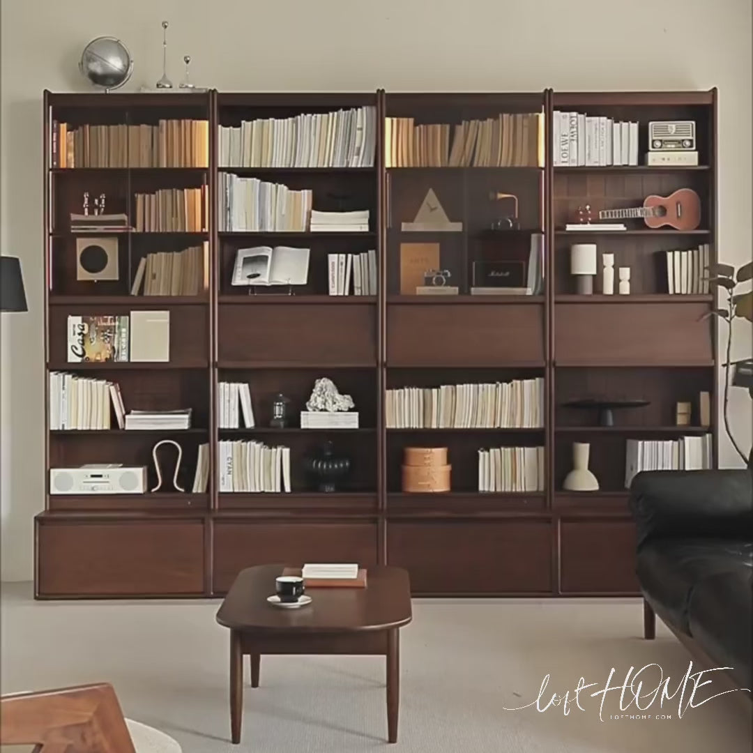 Japandi Walnut Wood Bookshelf VISTA