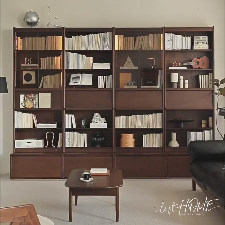 Japandi Walnut Wood Bookshelf VISTA