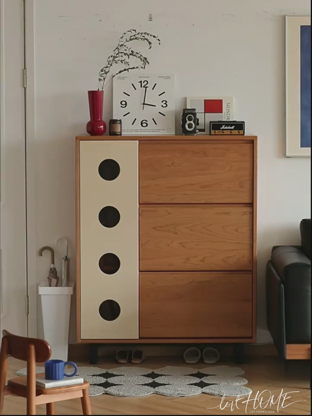 Scandinavian Cherry Wood Shoe Cabinet TIMELESS