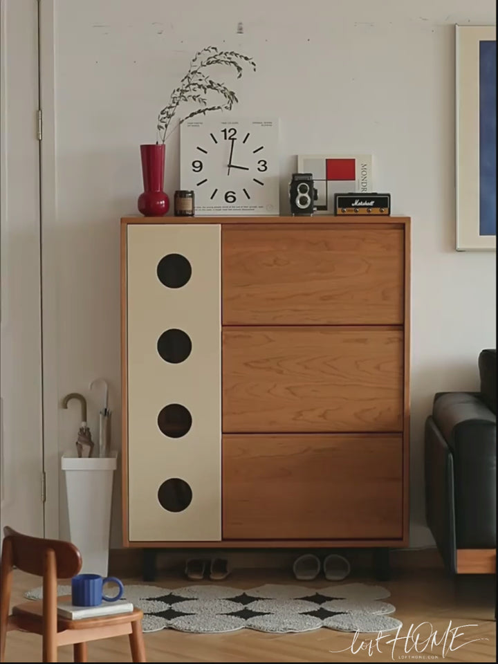 Scandinavian Cherry Wood Shoe Cabinet TIMELESS