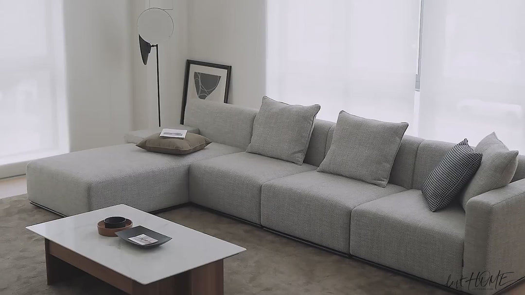 Minimalist Fabric L Shape Sectional Sofa NEMO 3+L