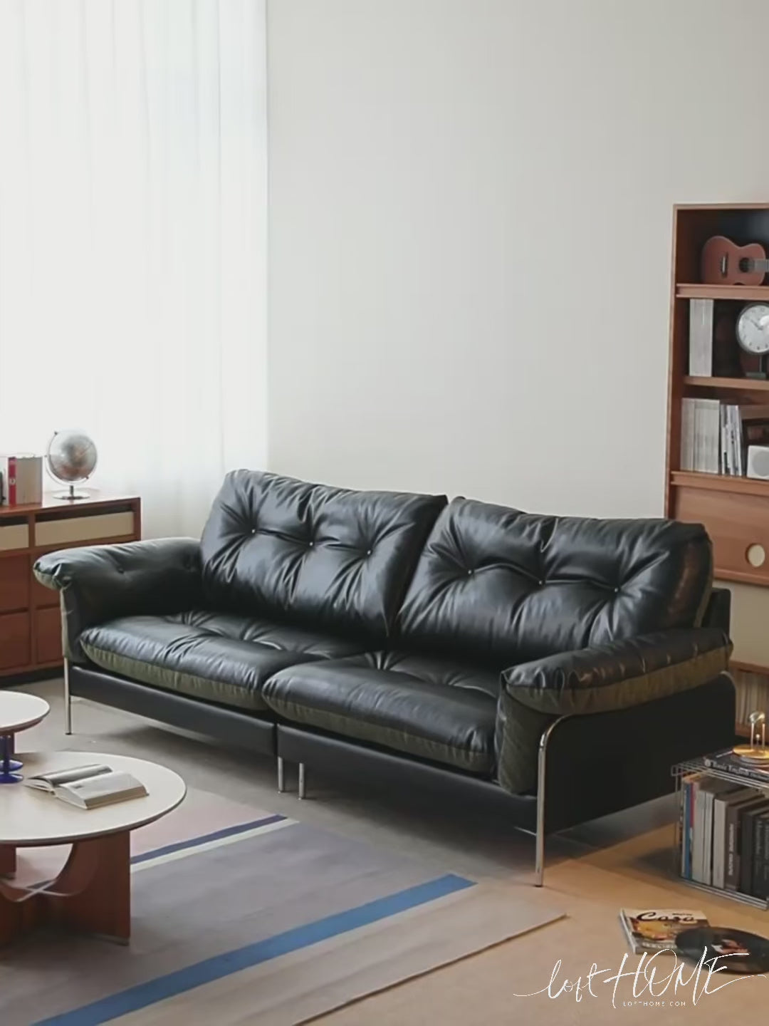 Vintage microfiber leather and fabric 2 seater sofa oasis color swatches.