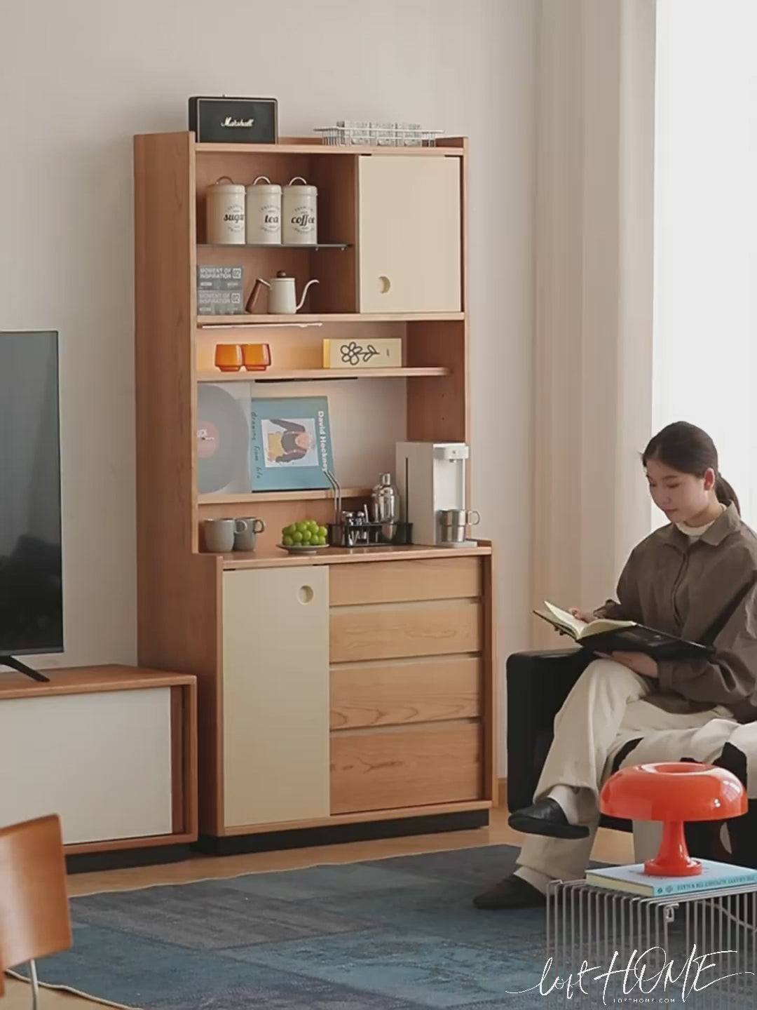 Scandinavian Cherry Wood Storage Side Cabinet TIME