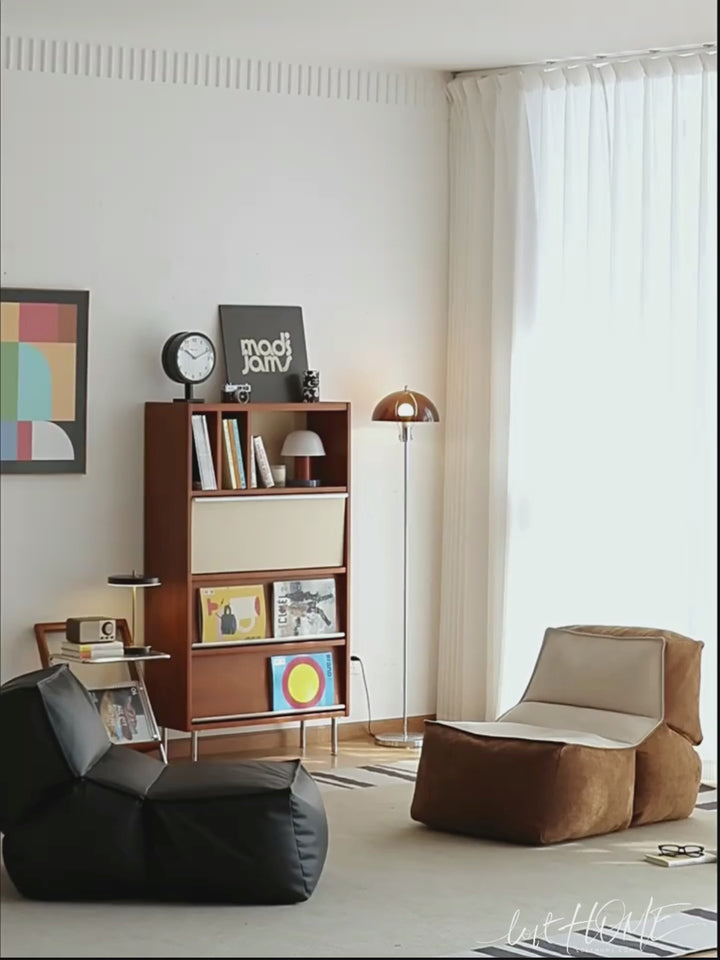 Cream Cotton Fabric Bean Bag 1 Seater Sofa LAZY